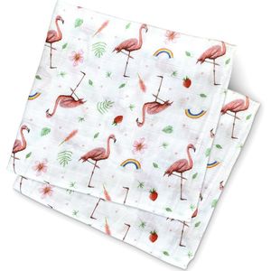 World of Mies hydrofiele doek bamboe - 2 stuks - flamingo - 60x60cm