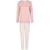 By Louise Dames Winter Pyjama Set Lang Interlock Roze/Wit Gestreept - Maat S