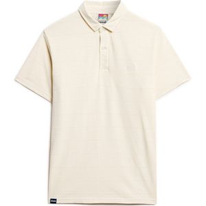Superdry Poloshirt Textured Jersey Polo M1110397a White Sand Mannen Maat - M