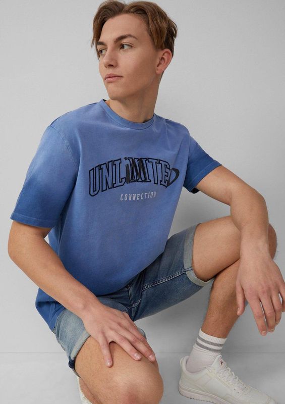 QS Shirt  lichtblauw / donkerblauw / wit