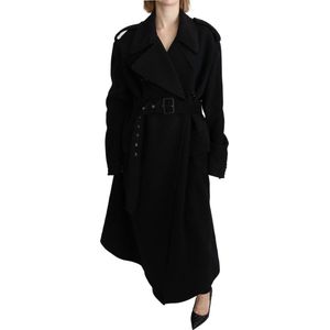 Scheerwol zwarte blazer trenchcoat jas