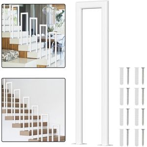 U-vormige Elliptische Buis trapleuning - Binnen en buiten gebruik - Wit - Ijzer - 85 cm