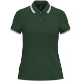 Kariban Gestreepte damespolo korte mouwen K273 - Forest Green / White - L