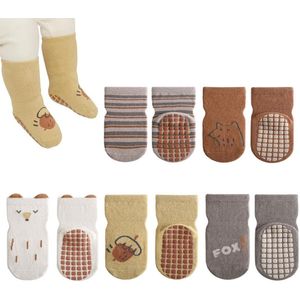 5 paar baby kindersokken - Baby gestippeld antislip kinder vloersokken - Kinder lente- en herfstsokken - Leuke warme sokkenset - Vloersokken voor kinderen van 0-1 jaar oud