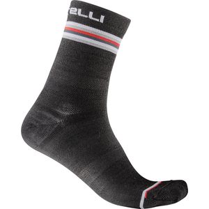 Castelli Fietssokken winter Dames Grijs Wit Rood - GO W 15 SOCK DARK GRAY WHITE RED - S/M