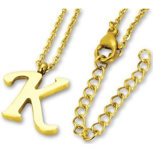Amanto Ketting Letter K Goldcolor - 316L Staal PVD - Alfabet - 16x14mm - 50cm