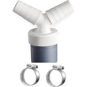 Afvoeraansluitadapter voor vaatwasser en wasmachine, Y-vormig, met inlaatpijp 18-24 mm, uitlaatpijp 40 mm, 2-delige slangklem
