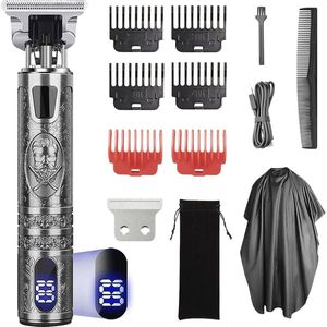 Langhaartrimmer voor heren - Draadloze oplaadbare tondeuse met LED-display en T-blade