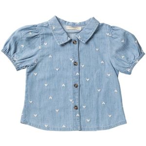 Your Wishes Slub Denim Puff Sleeve Shirt Meisjes - Jurken - Lichtblauw - Maat 92
