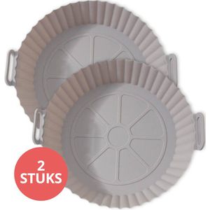 Wonbie® Siliconen Bakje Rond Mandje - Accessoires geschikt voor Airfryer - Hetelucht Friteuse XL en XXL - Bakpapier - 2 Stuks Grijs