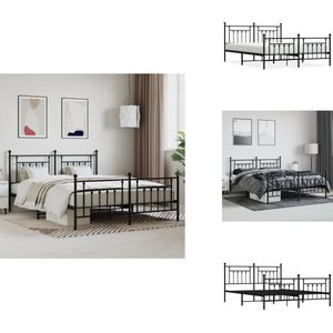 vidaXL Bedframe - Bedframes - Tweepersoonsbed - Bed - Bedframe met voetbord zonder matras metaal zwart 180x200 cm