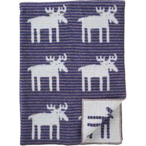 Deken Eland eco wol blauw-grijs gestreept 180x130cm