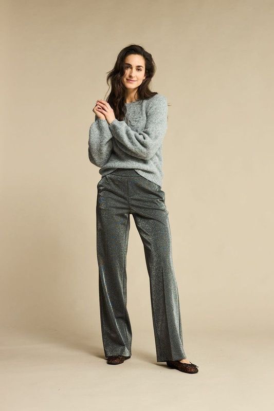 Red Button - Claudette Lurex Wide Leg Broeken - Grijs - Polyester