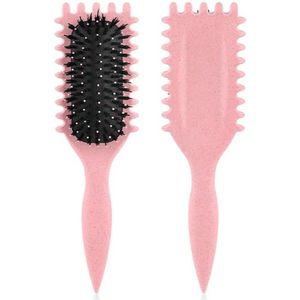 SNQ Krulkam - Haarborstel - Krulborstel Voor Het Kammen En Stylen Van Krullend Haar Voor Mannen En Vrouwen (Roze)