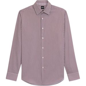 BOSS - Joe - Overhemd - Donkerrood met Wit Gestreept - Strijkvriendelijk