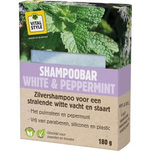 VITALstyle Shampoobar - White & Peppermint - Hondenshampoo - Paardenshampoo - Voor Een Stralend Witte Vacht - Met Puimsteen & Pepermunt - 180 g
