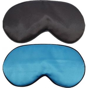 Slaapmaskers Extra Zacht Satijn – 2 Stuks – Zwart & Licht Blauw - Thuis - Slaapmasker - Verduisterend - Onderweg - Vliegtuig - Festival - Slaapcomfort - oDaani