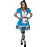 Funny Fashion - Alice In Wonderland Kostuum - Alice Uit Het Sprookjes Wonderland - Vrouw - Blauw - Maat 44-46 - Carnavalskleding - Verkleedkleding