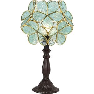 LumiLamp Tiffany Tafellamp 43 cm Groen Glas Bloem Tiffany Bureaulamp