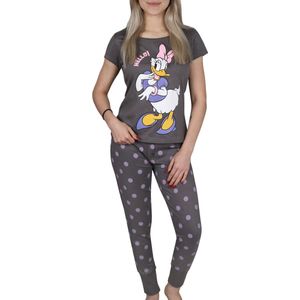 DISNEY Daisy - Damespyjama met lange broek, katoenen pyjama, grijs / XL