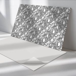 Wallfluent Vinyl Wandpaneel - Patroon met klassieke houtsnijwerken Zelfklevend Muurpaneel - 100 cm x 50 cm - Zwart en wit Vinyl Wandpaneel - 1 stuk - Rechthoekig Wandbekleding - Deel Wandpaneel - Vinyl Wandbekleding - Wandpaneel Keuken en Badkamer