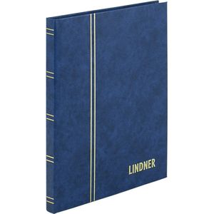 Lindner 1158 Postzegelalbum - Blauw - KLEIN formaat - 16,5 x 22 cm - 16 blz. witte bladen - Postzegels - insteekalbum - insteek - compact - stockboek