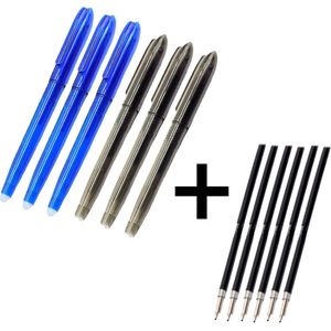 6 x Corrigeerbare pen met 6 Navullingen - 0.7 mm - Blauw/Zwart