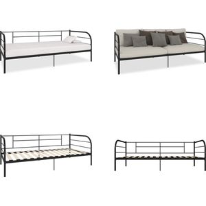 vidaXL Bedbankframe metaal zwart 90x200 cm - Slaapbankframe - Slaapbankframes - Bedbankframe - Bedbankframes