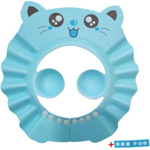 Douchekapje - Douche Shower Cap - Douche Kap - Baby - Kind Haarwas Hulp Kap - Blauw - Kat