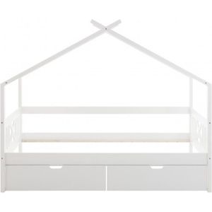 Huisbed - 90x200 cm - met 2 bedlades - wit