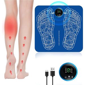 Massageapparaat voeten EMS draagbaar 8 modi en 19 intensiteiten - voor het hele gezin kantoor en op reis - verlicht pijn en benen