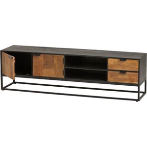 TV-meubel Genovese 180 cm Mangohout - Naturel/Zwart