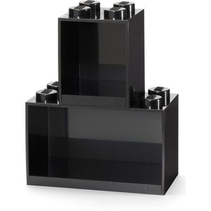 LEGO - Wandschap Brick 4 en 8 - Polypropyleen - Zwart
