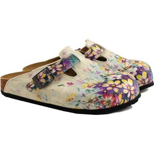 GOBY Clogs met Bloemenprint – Handgemaakt – Premium Kwaliteit – Maat 39