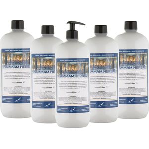 Handzeep Hammam Herbal 1 liter - met gratis pomp - set van 5 stuks - Voordeelverpakking