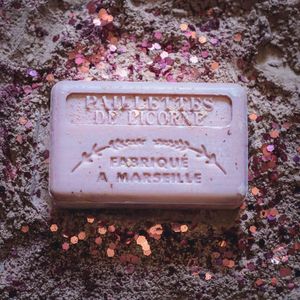 4x Vegan Unicorn Glitter Zeep – Verzorgende Savon de Marseille met Karitéboter (125g) Allergeenvrij - blokzeep - reisverpakking -