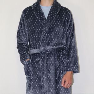 Paul Hopkins Heren Badjas - Kamerjas - Fleece - Grijs Blauw - Maat S