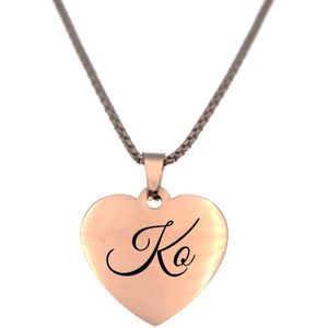 Ketting - Hart - Met Naam - Ko - Rosegoud