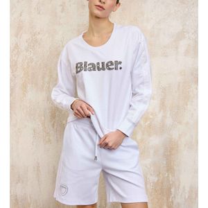 Blauer - 25SBLDF03257 - Sweatshirt - Wit - Casual - Katoen