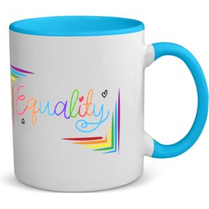 Akyol - lgbtq cadeau - koffiemok - theemok - blauw - Lgbt - love is love - mok met opdruk - lgbt - pride month - lgbtq vlag - gay pride - koffiemok met tekst - opdruk - leuke pride spullen - verjaardag - cadeau - gift - 350 ML inhoud