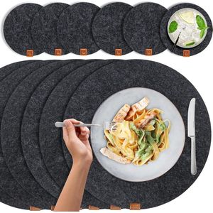 Design Scandi-stijl Vilt Leer Placemats - 6 Placemats Onderzetters - Scandinavisch design