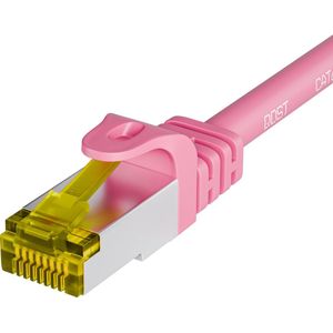 Qost - CAT7 10G internetkabel - SFTP PIMF - 10 Gbps / 500 MHz - 100% koper - RJ45 Connectoren - Patchkabel / Netwerkkabel - 0.15 meter - Roze