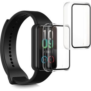 kwmobile 2x cover geschikt voor Huami Amazfit Band 7 - Fitnesstracker cover van gehard glas en kunststof frame set transparant