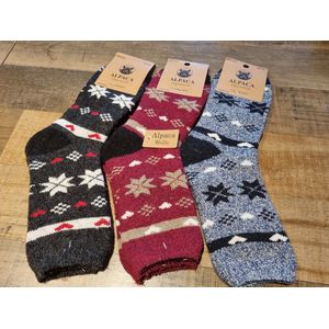 3 Paar - Alpaca Wollen Sokken - Maat 35-38 - Huissokken - Wintersokken - Cadeau Artikel