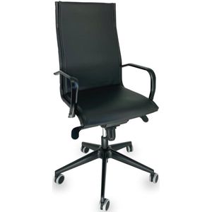 OFF LINE model VISTA - Kunstleren bureaustoel met geverfde stalen armleuningen en rubberen wielen, 70x70x120 cm