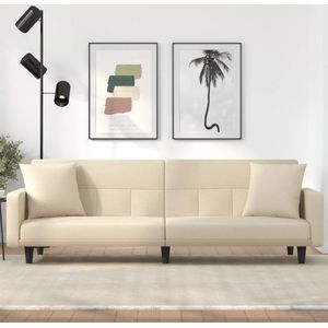 The Living Store Slaapbank Crème - 220 x 89 x 70 cm - verstelbare rugleuning - comfortabele zitplaats - stevig frame
