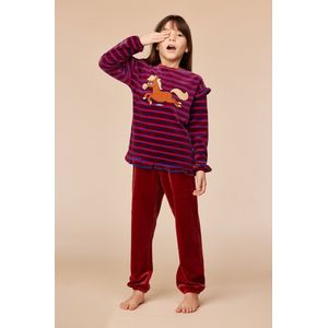 Pyjama meisjes woody strepen pony velours