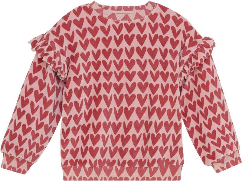 DAILY7 - Sweater Heart Print - Hoodie - Roze
