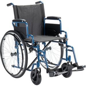 Sky Basic opvouwbare rolstoel met lekvrije PU banden - Blauw - Inklapbaar - Zitbreedte 46 cm
