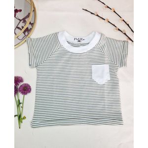 Strepen Olive baby t-shirt - hoogwaardig jersey katoen | T-shirt | PETITE EvelinaApparel